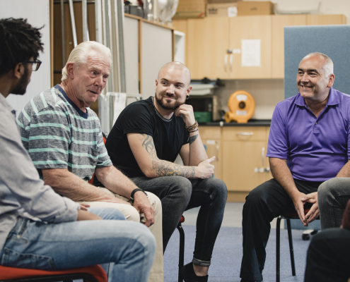 Men in a Support Group with mental health psychologist